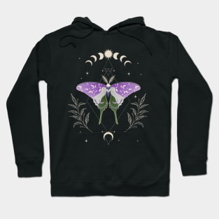 Genderqueer Luna Moth Celestial Cottagecore LGBT Pride Flag Hoodie